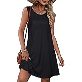 Summer Dresses for Women Beach Boho Sleeveless Vintage Floral Flowy Pocket Tshirt Tank Sundresses