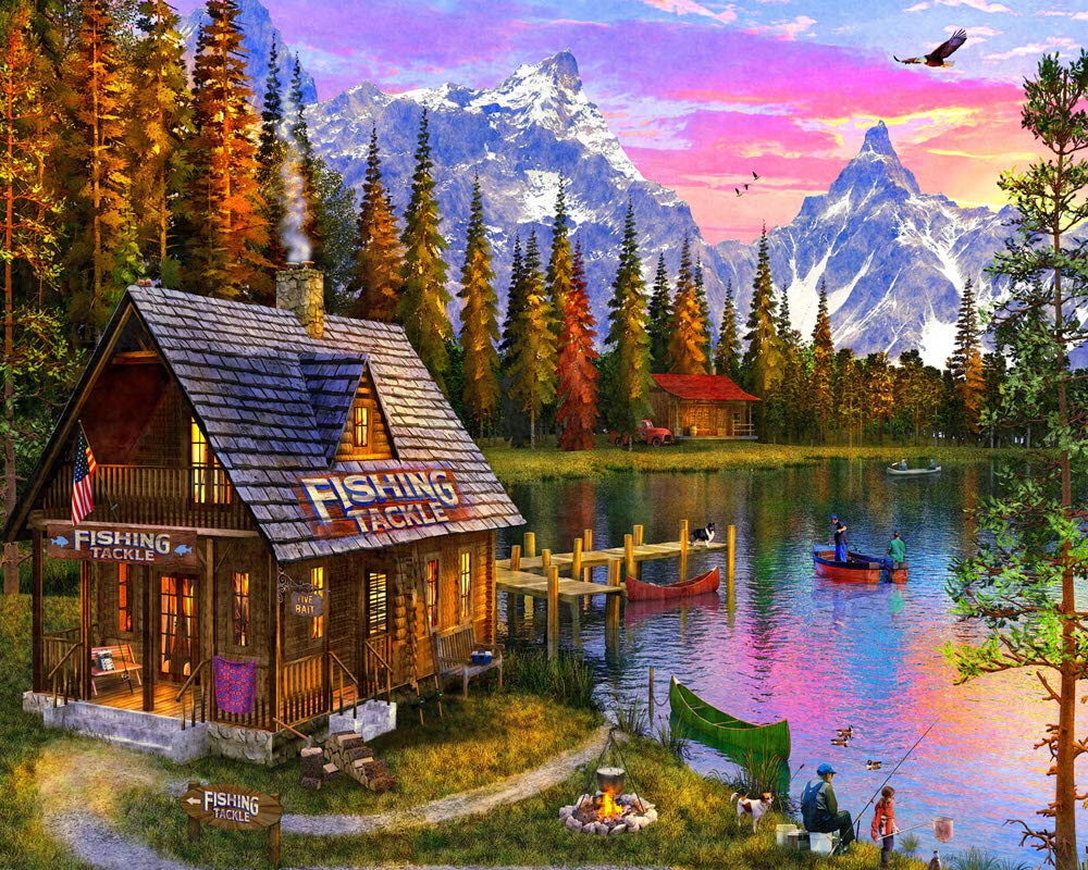 Vermont Christmas Company The Fishing Hut Jigsaw Puzzle 1000 Piece