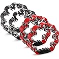 Okllen 4 Pack Double Row Hand Held Percussion Tambourine, Metal Jingles Handled Tambourine Bells Music Instrument for Adult, Tambourine Lover, Christmas Gift, Red&Black