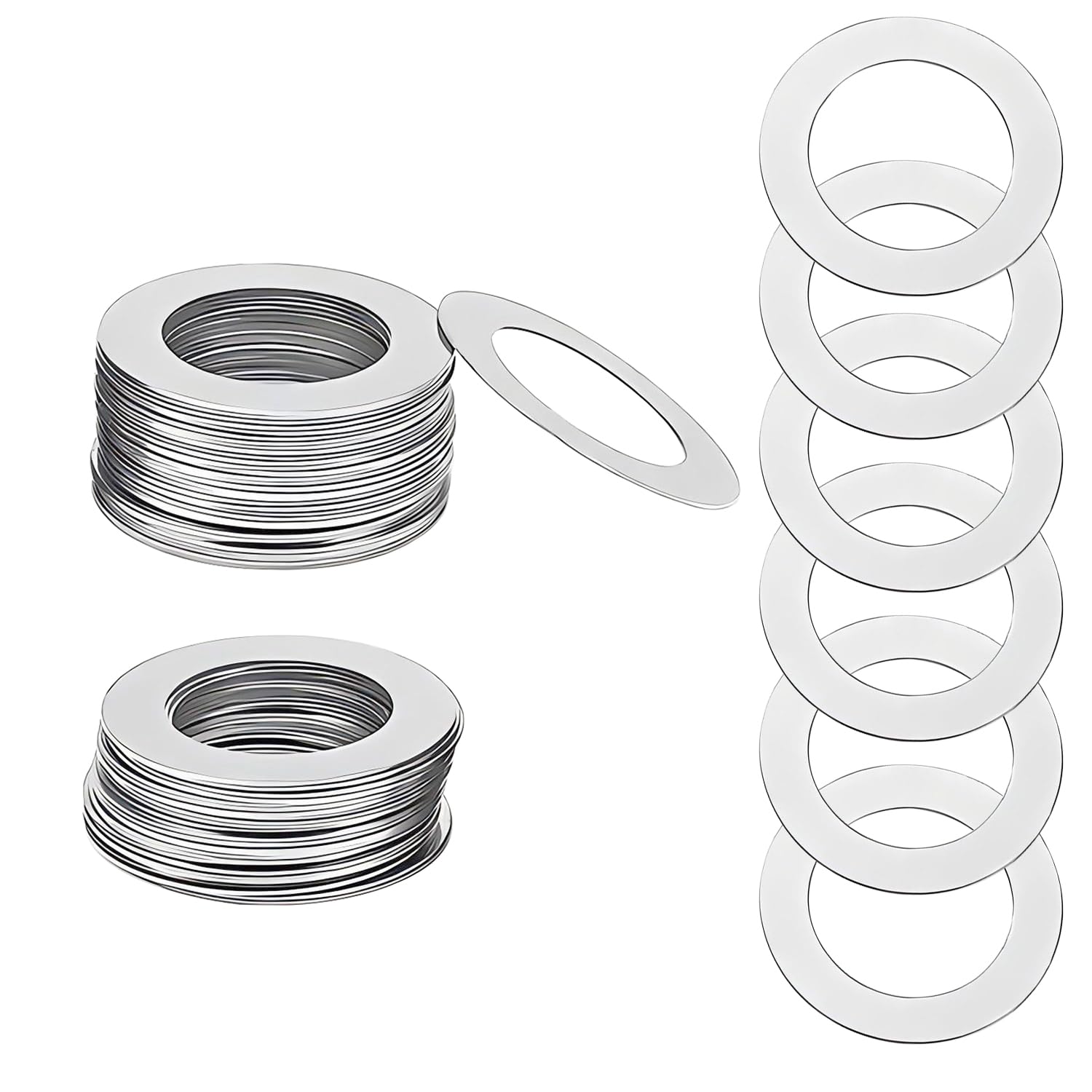 Qrity 50 PCS 304 Stainless Steel Flat Washers, M3 Ultra Thin Flat Spacers Shim Washers, 3x7x0.1mm Round Flat Spacer, Repair Washer for Screws & Bolts — image 1