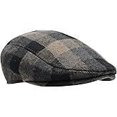 Men's Newsboy Caps Wool Blend Tweed Flat Caps Newsboy Hat for Men Unisex Big Plaid Cabbie Ivy Cap Gatsby Hat
