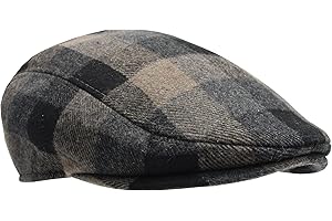 YOFARCHOY Men's Newsboy Caps Wool Blend Tweed Flat Caps Unisex Big Plaid Cabbie Ivy Cap Gatsby Hat