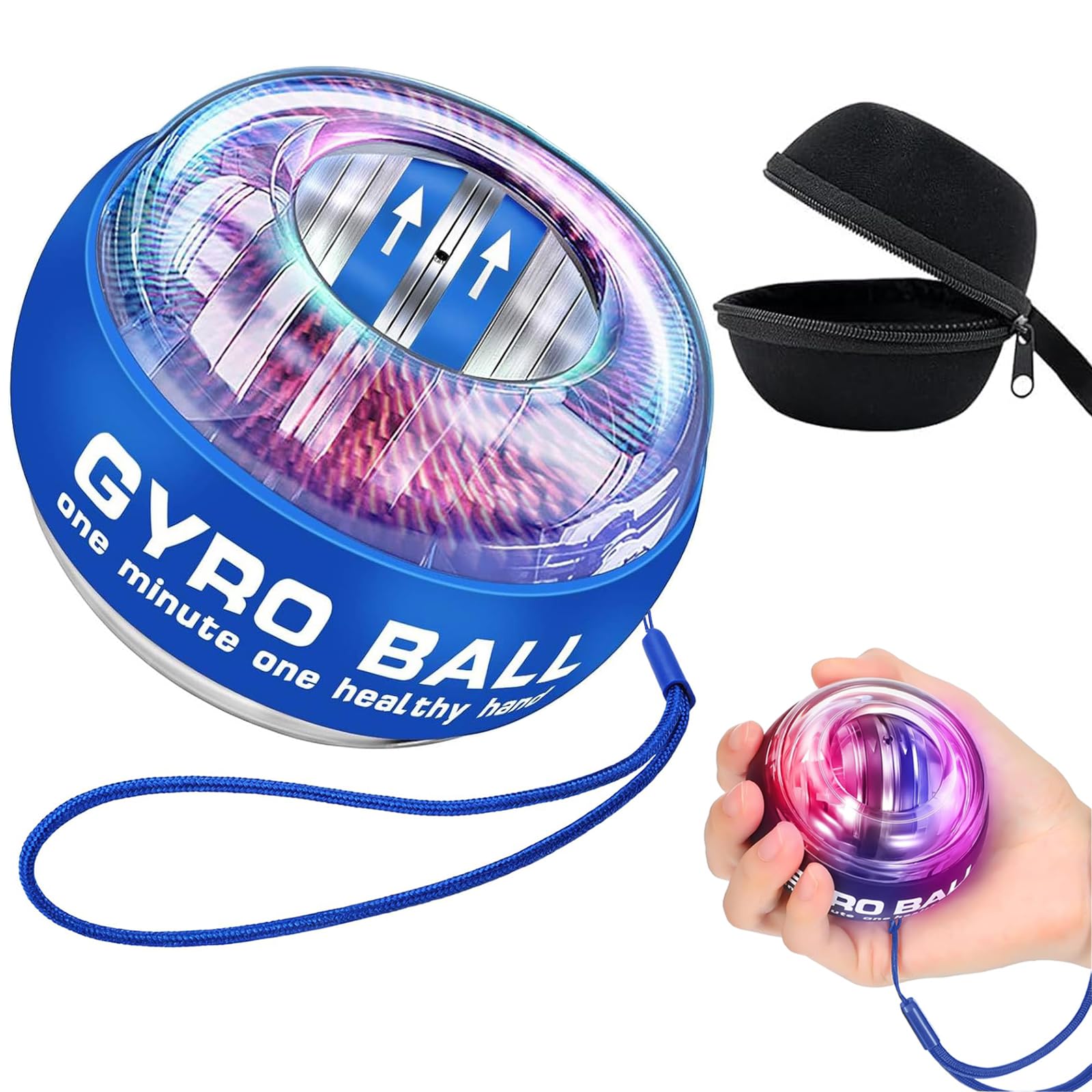 Photo 1 of Torque-Ball Hand Exerciser, Wrist Power Gyro Ball, Curaball Hand Exerciser, Grip Strength Trainer, Hand Strengthening Devices, Wrist Strengthener, Finger Exerciser, Auto-Start Colorful Lighting (Blue)