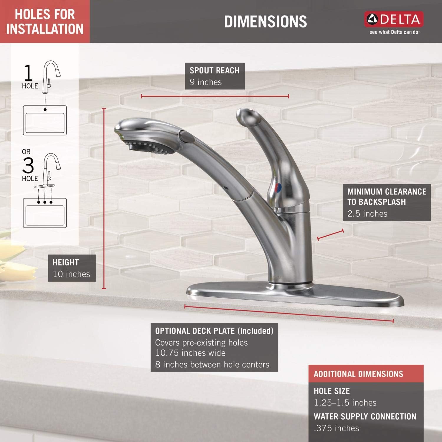 Delta Faucet Signature SingleHandle Kitchen Sink Faucet with Pull Out