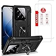 Anvzle for Xiaomi 14 Case with [2 Pack] Tempered Glass Screen Protector, for Xiaomi Mi 14 Case Heavy Duty Armor [Military-Grade] Protective，with Magnetic Ring Stand Phone Cover Black
