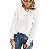 Arach&Cloz Womens Fall Sweaters 2024 Crochet Crew Neck Long Sleeve Knit Tops Pullover Fashion Clothes Outfits