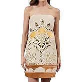 Sujama Floral Tube Bandeau Mini Dress Women Summer Sleeveless Strapless Short Dresses Casual Off Shoulder Beach Dress