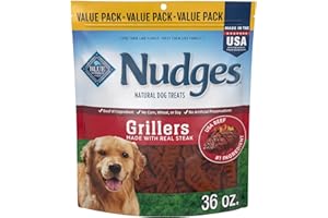 Blue Buffalo Nudges Grillers Natural Dog Treats with Real USA Beef, Made in the USA, Steak, 36-oz Bag