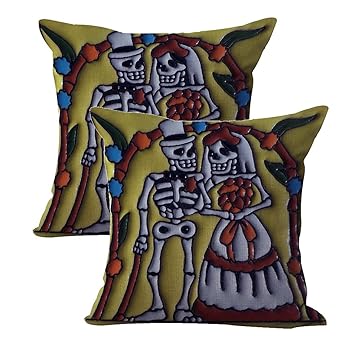Amazon Com Set Of 2 Sugar Skull Wedding Cushion Cover Dia De Los