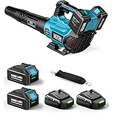 SEESII 40V Leaf Blower Cordless, 650CFM Brushless Motor Battery Powered Leaf Blower with 2 x 5.2Ah Batteries & 2 Chargers, Tu