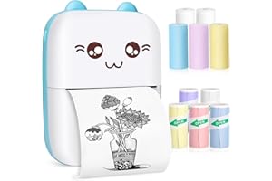 ST-CARE Mini Pocket Bluetooth Printer-Portable Thermal Printer with 10 Roll Papers for Journal/DIY Scrapbook/Travel/Notes/Lists/Label/Memo, Receipt Printer for Children Women Gifts Kids Christmas IOS&Android