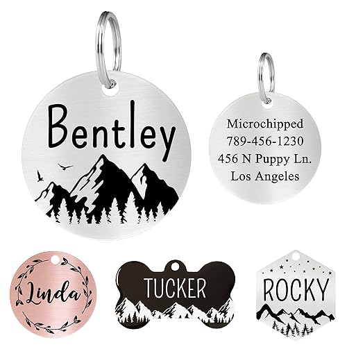 Ultra Joys Stainless Steel Pet ID Tags Personalized Front and