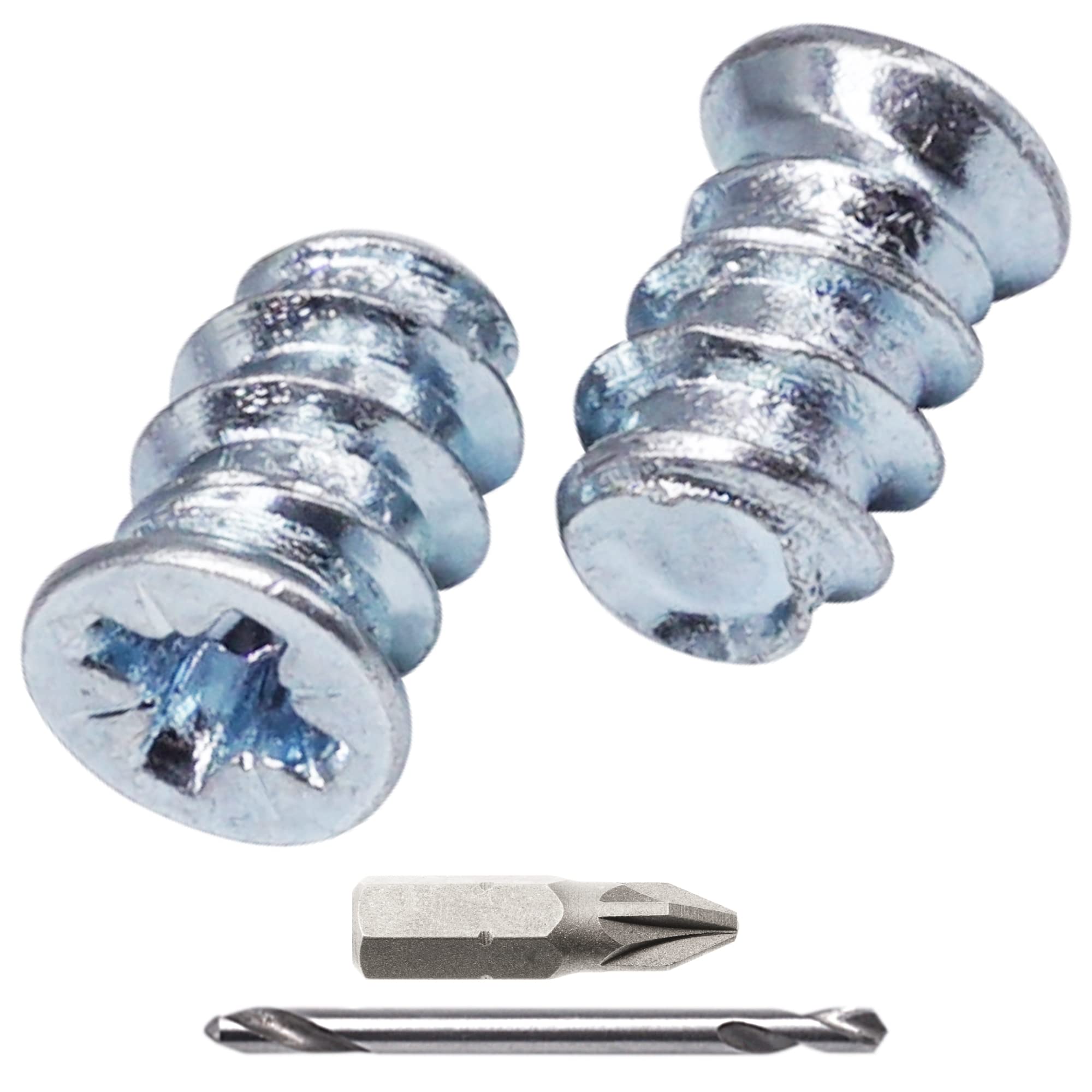 SKIR'CO (200 pcs) Zinc Plated Euro Screws 5.8 x 9 mm, Drawer Runner Screws, Flat Countersunk Head (Drill Bit Included) — image 1