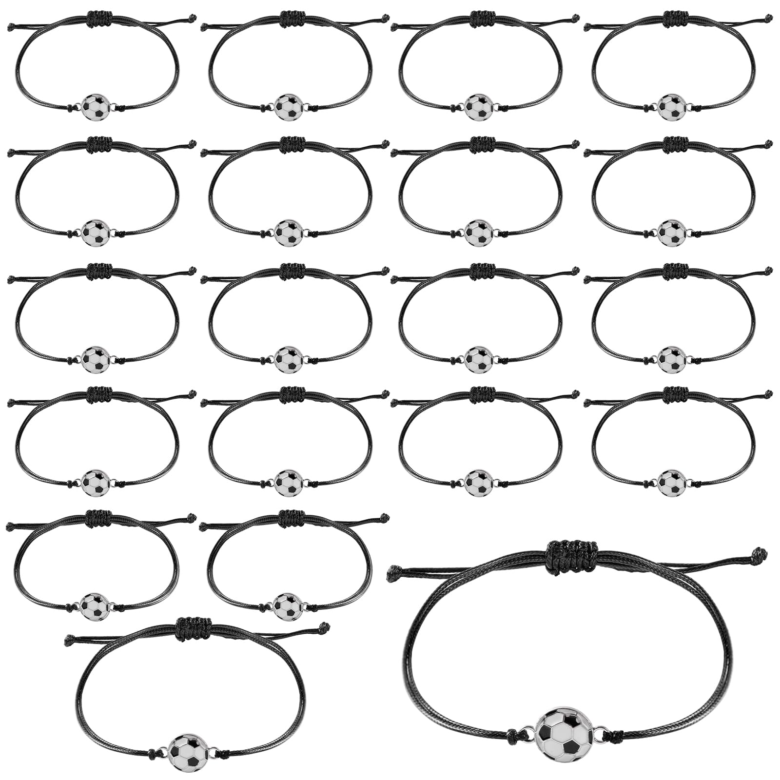 Mikovivi 20pcs Sports Party Favors Charm Bracelets, Inspirational Sport Ball Bracelets Sport Themed Bracelets Adjustable Sports Bracelet Sport Jewelry Bracelets for Women Men Adult Gifts (Football)