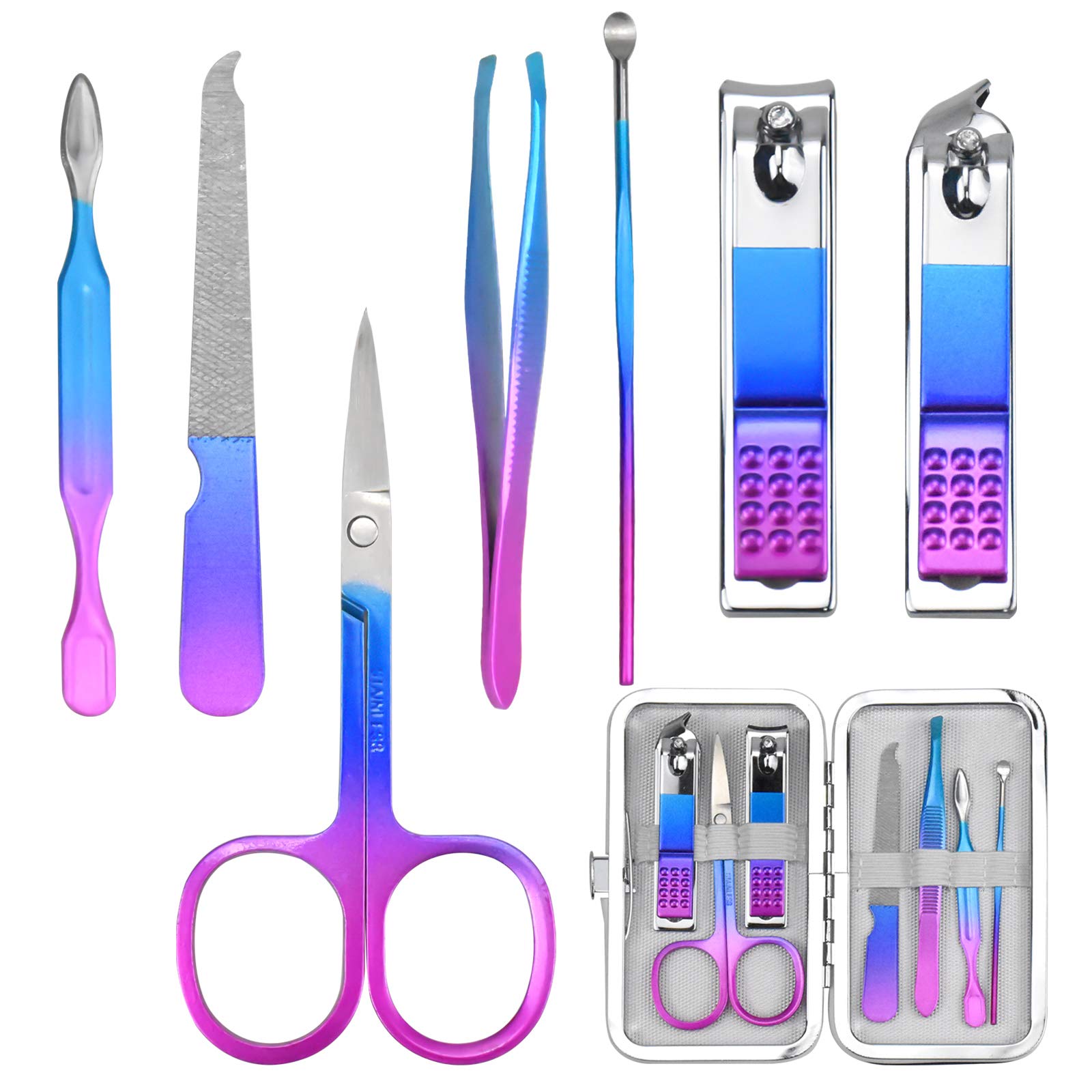 Manicure Set 7 pcs Pedicure Kit Professional Fashion Stainless Steel Nail Clippers Nails Cuticle Remover Toenail Cutter Grooming Tools for Girls Men Women