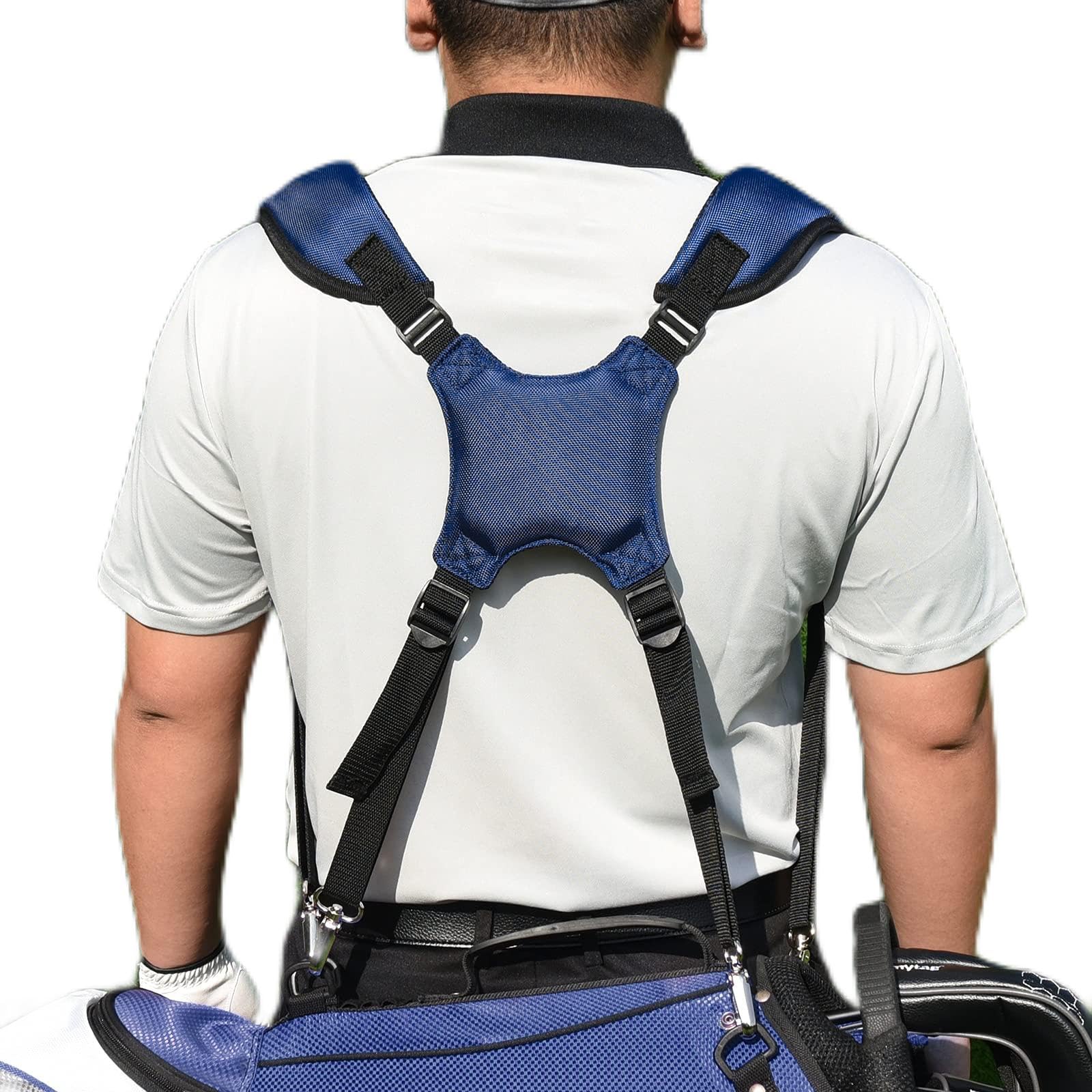 BIG TEETH Golf Cart Bag Straps Replacement Shoulder Padded Comfortable Nylon Adjustable Universal Blue 4 Hooks