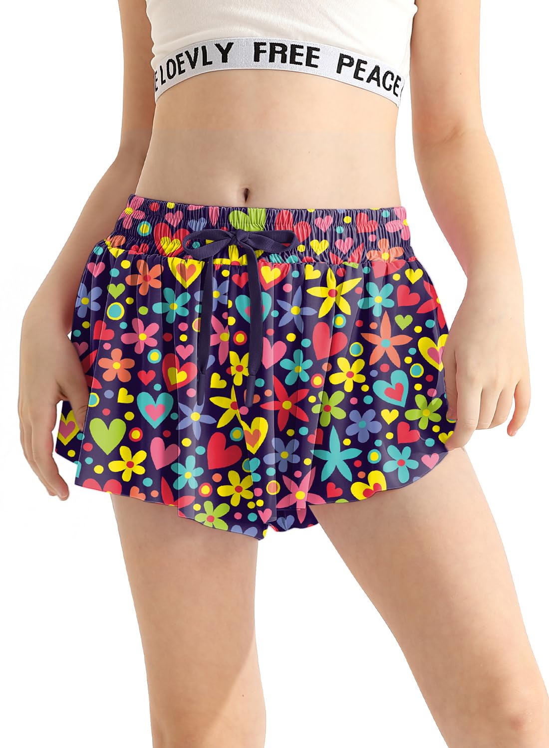 Girls Athletic Shorts Floral Flowy Butterfly Shorts