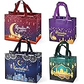 4PCS Ramadan Mubarak Reusable Gift Bags, Treat Bags with Handles, Assorted Sizes Ramadan Mubarak Party Bags, Multifunctional Non-Woven Ramadan Bags for Gifts Wrapping, Ramadan Kareem Party Supplies