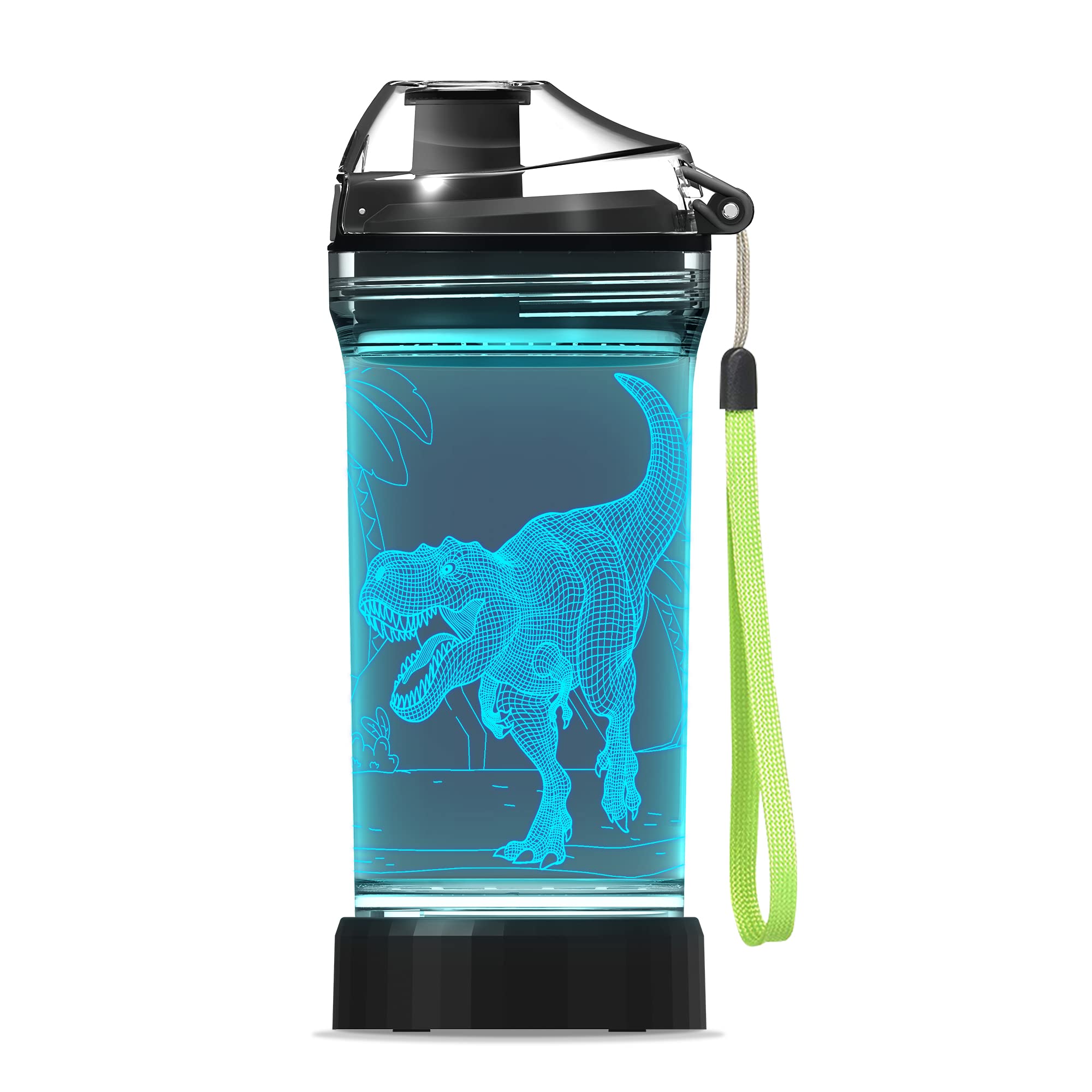 Photo 1 of Lightzz Dinosaur Water Bottle, Dinosaur Toys for Kids 5-7 8-12 with 3D Glowing Light, 14 OZ Tritan BPA Free Cup, Dinosaur Gifts for Boys School Kid Child Holiday Camping Picnic