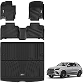 3W Floor Mats & Cargo Liner for Benz GLE 2020-2026, TPE All Weather Custom Fit Floor Liner & Trunk Mats Car Mats fit GLE 350/450/580/53 AMG/63 AMG S(Fit 5 Seats, Not for Coupe/W167/Hybrid)