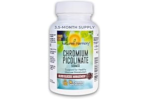 Nature’s Harmony Chromium Picolinate 500 mcg – Blood Glucose & Metabolism Support Supplement – Highly Absorbable Trace Minera