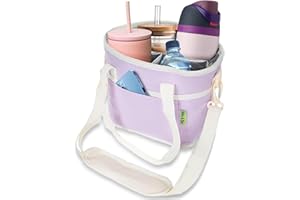 NoNa & Bee 4 Water Bottle Holder with Strap | Family Size 4 Compartment Drink Bag, Multiple Tumbler Carrier Caddy | Adjustable Fits Large & Small Drinks | Hands Free, Won't Tip Over in Car