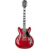 GROTE Full Scale Electric Guitar Semi-Hollow Body Guitar Bone Nut (Red)