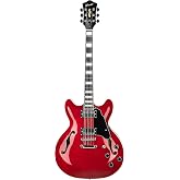 Grote Full Scale Electric Guitar Semi-Hollow Body Guitar Stainless Steel Frets(Red)