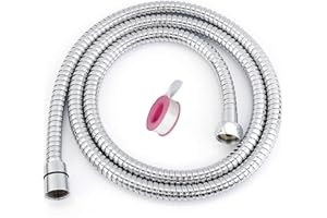 BARROCK Flexible Shower Hose Extra-long 98" Handheld Shower Head Hose Extension, Bathroom Hand Held Showerhead Hose Replacement, 2 Solid Copper Brass Connector, Stainless Steel Metal Hose 98 Inches Chrome