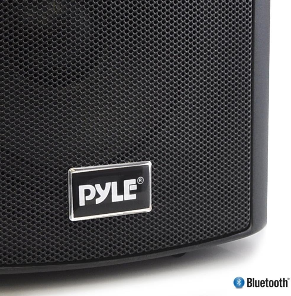 Wall Mount Home Speaker System - Active + Passive Pair Wireless Bluetooth Compatible Indoor / Outdoor Waterproof Weatherproof Stereo Sound Speaker Set with AUX IN - Pyle PDWR52BTBK (Black), 5.25 Inch: Home Audio & Theater