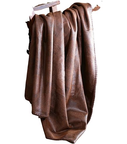 Rustikaler Ranch-Überwurf 127x152 Cm – Kunstleder & Weicher Sherpa-Fleece (braun)