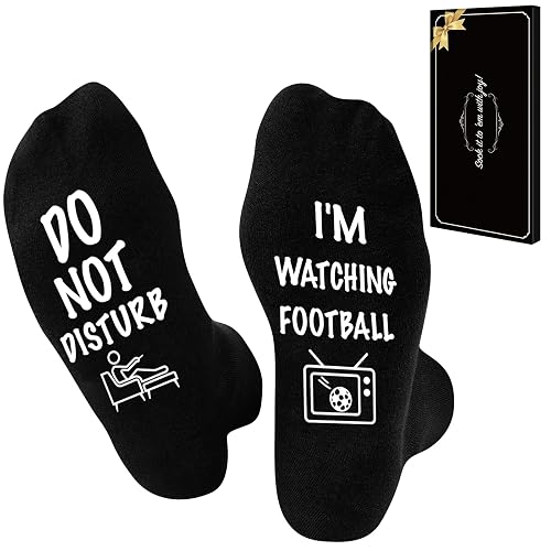 inaWarm Funny Socks for Men Women with Non-Slip Grippers, Novelty Christmas Stocking Fillers, Gift Idea Cotton Crew Socks，Birthday Gifts for Dad Husband Boyfriend football lover, Size 5–11