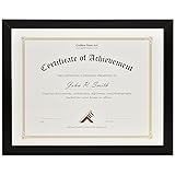 Golden State Art, Wall Photo Frame Collection, 8.5x11 Black Photo Frame with Real Glass & Table-top Display for Document or Certificate