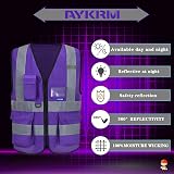 AYKRM Personalised Hi Vis Vest Class 2 Zipper Pockets EN20471 Purple view 5