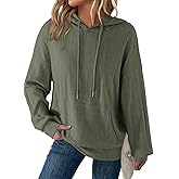 Dokotoo Hoodies for Women Casual Long Sleeve Textured Knit Loose Drawstring Hooded Sweatshirt with Pocket