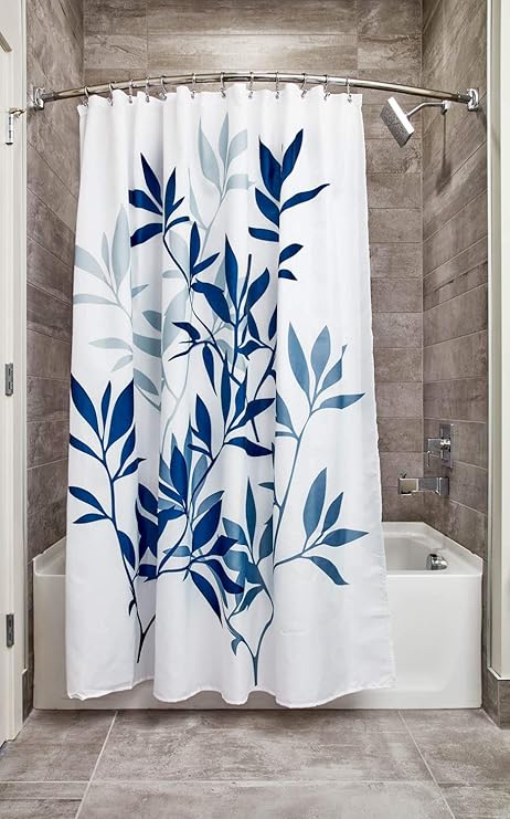 Interdesign 35606 Leaves Fabric Shower Curtain Standard 72 X