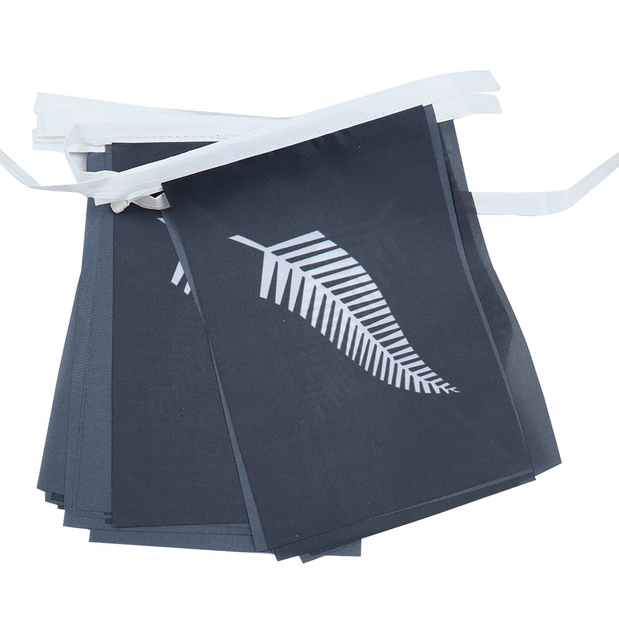 AZ FLAG New Zealand Fern Black with inscriptions Bunting Flag, 20 Ft Garland with 20 Small Rugby Flags 8'' x 6'', 100% Polyester String Pennant, 6 meters — image 1
