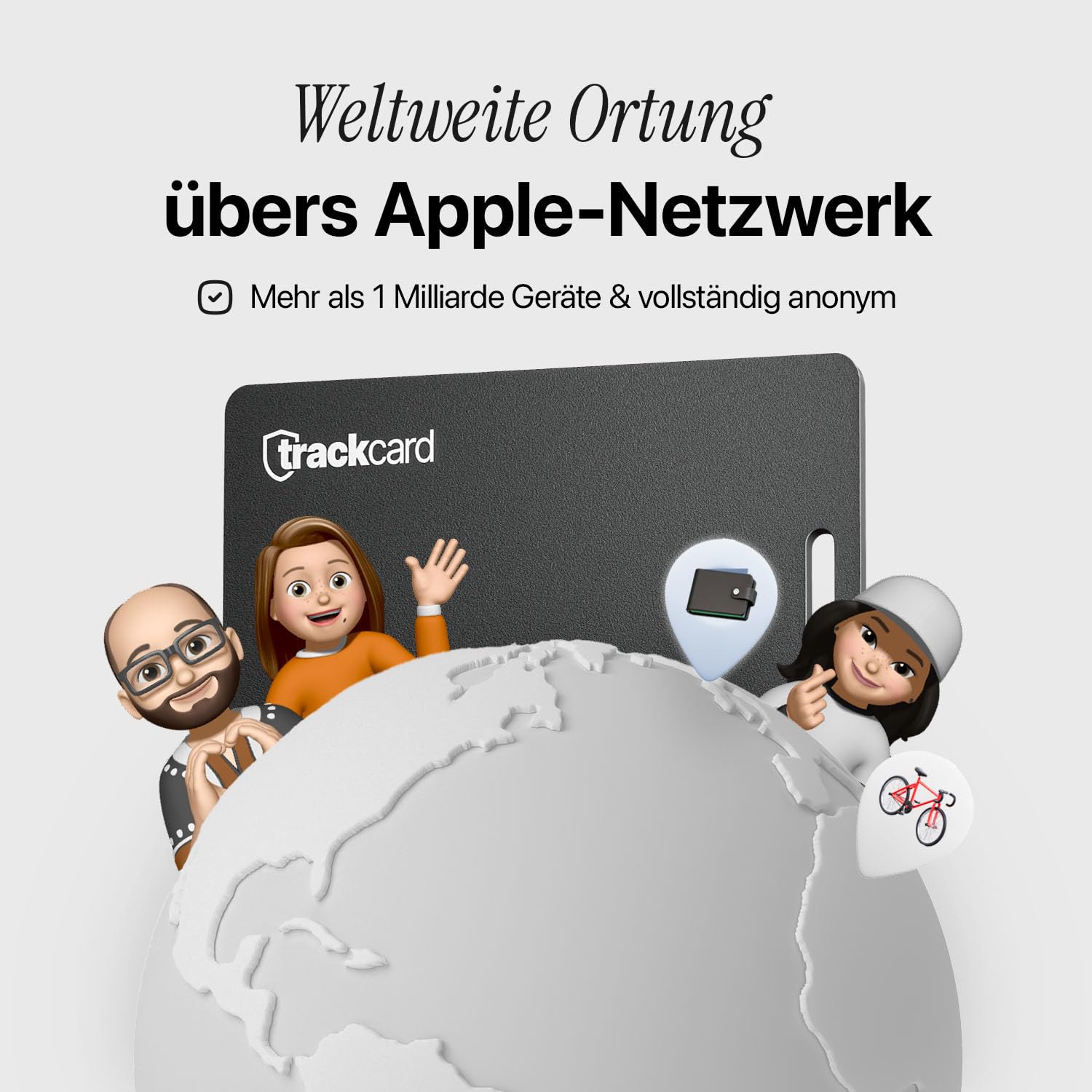 TRACKCARD® Tag AirTag Alternative Karte für Geldbeutel - Wiederaufladbar, Smart, Slim & Laut, Kompatibel mit Apple Wo Ist & Find My (iOS) iPhone Bluetooth Tracker Karte für Wallet 7