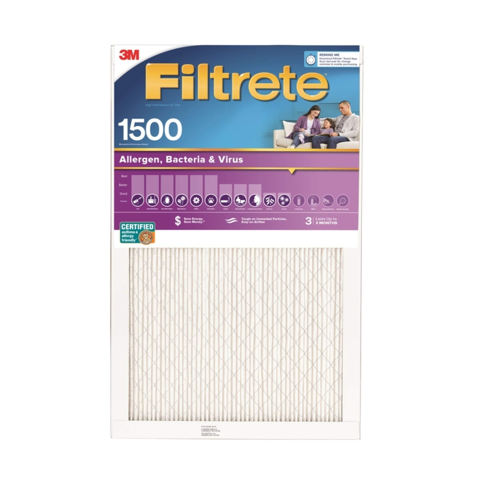 Photo 1 of 3M Filtrete 1500 Ultra Allergen Filter, White, 16x20x1, 1500MPR
