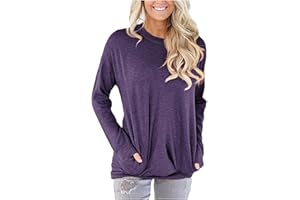 onlypuff Womens Pocket Shirts Pullover Sweatshirt Loose Fit