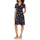Amazon Essentials Women's Short Sleeve Faux-Wrap Dress