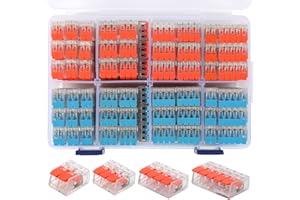 ZHENYU 216PCS Lever Wire Nut Connectors. Wire Connector Assortment Pack Compact Splicing Connector Kit for Electrical Wires Solid Stranded Flexible Wires, 2/3/4/5 Port Blue/Red