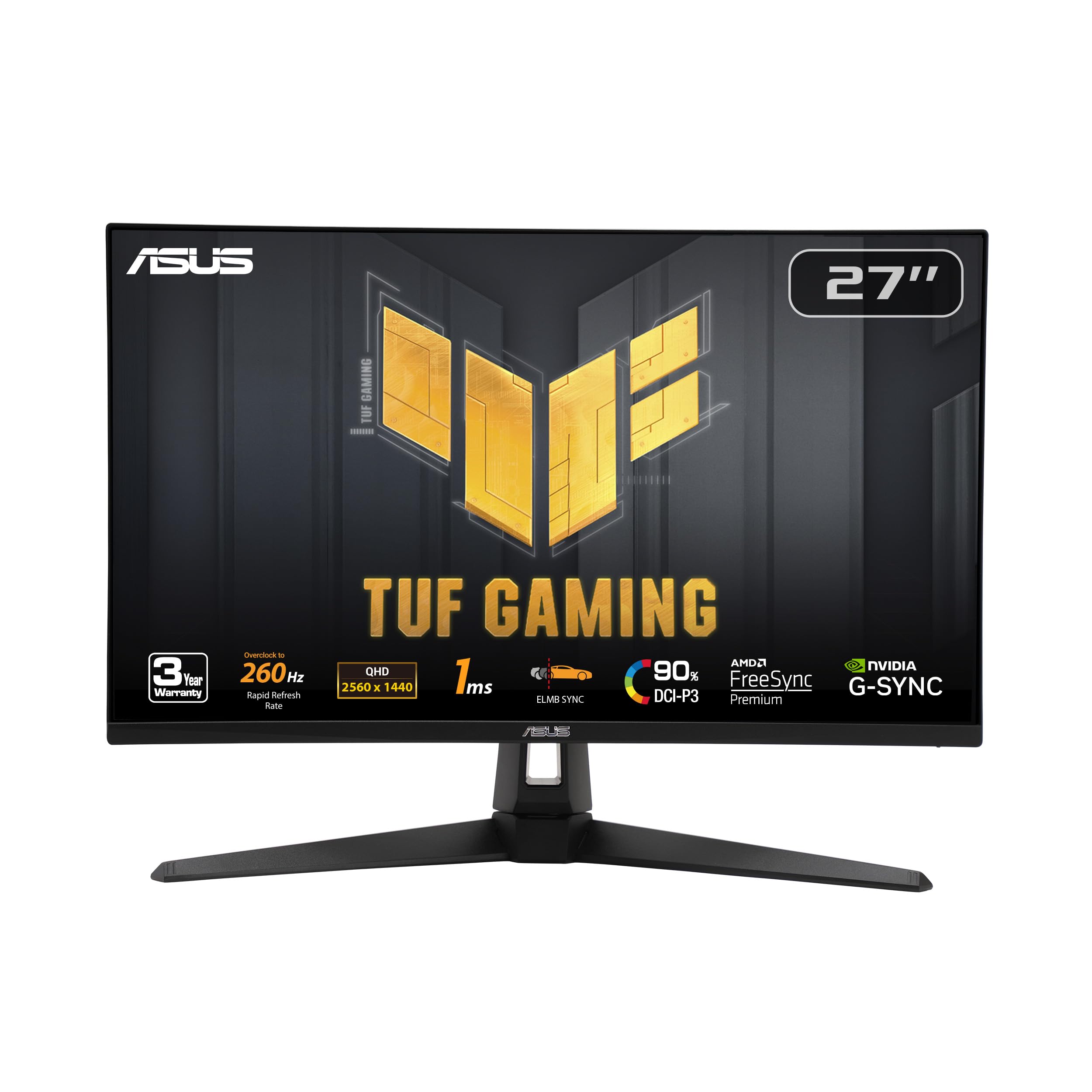 ASUS TUF Gaming 27” 1440P Gaming Monitor (VG27AQM1A) - QHD (2560 x 1440), 260Hz, 1ms, Fast IPS, Extreme Low Motion Blur Sync, Freesync Premium, G-SYNC Compatible, DisplayHDR400, 3 Year Warranty Image ASUS TUF Gaming 27” 1440P Gaming Monitor (VG27AQM1A) - QHD (2560 x 1440), 260Hz, 1ms, Fast IPS, Extreme Low Motion Blur Sync, Freesync Premium, G-SYNC Compatible, DisplayHDR400, 3 Year Warranty Image