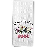BitKAM Gigi Grandma Kitchen Towels, Gigi Grandmother Gifts for Mother's Day Birthday Dish Tea Towels, Best Grandma Gift from Grandkids Decorative Hand Towels for Bathroom, 16x24 Inches