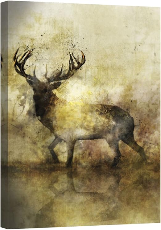 BLACK FOREST DECOR Calm Elk II Canvas Wall Art Home & Kitchen