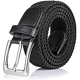 BSLLNEK Elastic Braided Belt, 1 3/8", Woven Stretch Belt for Golf Casual Jeans Shorts Pants