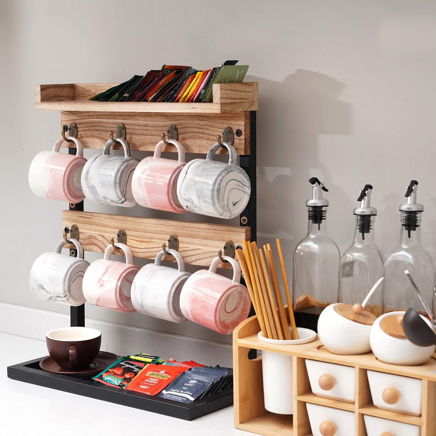 X-cosrack Rustic Countertop Mug Rack Holder