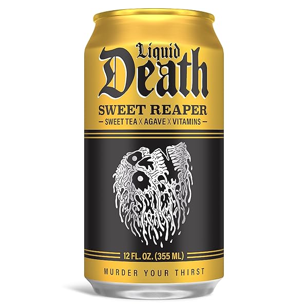 LIQUID DEATH, SWEET REAPER ICED TEA, 12-PACK (12 OZ CANS), SOUTHERN STYLE SWEET TEA, LOW CALORIE, NO ARTIFICIAL SWEETENERS, B12 & B6 VITAMINS