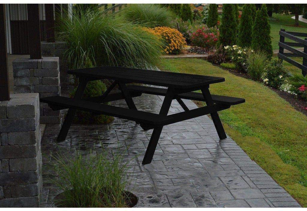 A & L Furniture Co. Yellow Pine 8' Table with Attached Benches - Lead TIME to Ship 5 Weeks