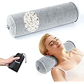 Luxtude Inflatable Neck Roll Pillow for Sleeping, Travel Cervical Pillow for Neck Pain Relief, Cylinder Support Pillows Round Bolster Pillows for Bed, Lumbar Roll, Legs, Back and Yoga (Grey-4.7in)